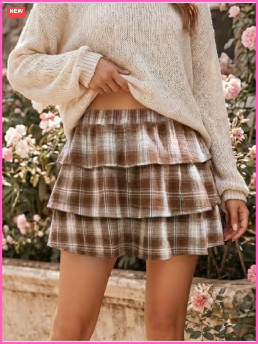 Flowy Tiered Ruffle Pleated Skort with Shorts Underneath - Picture 4 of 6